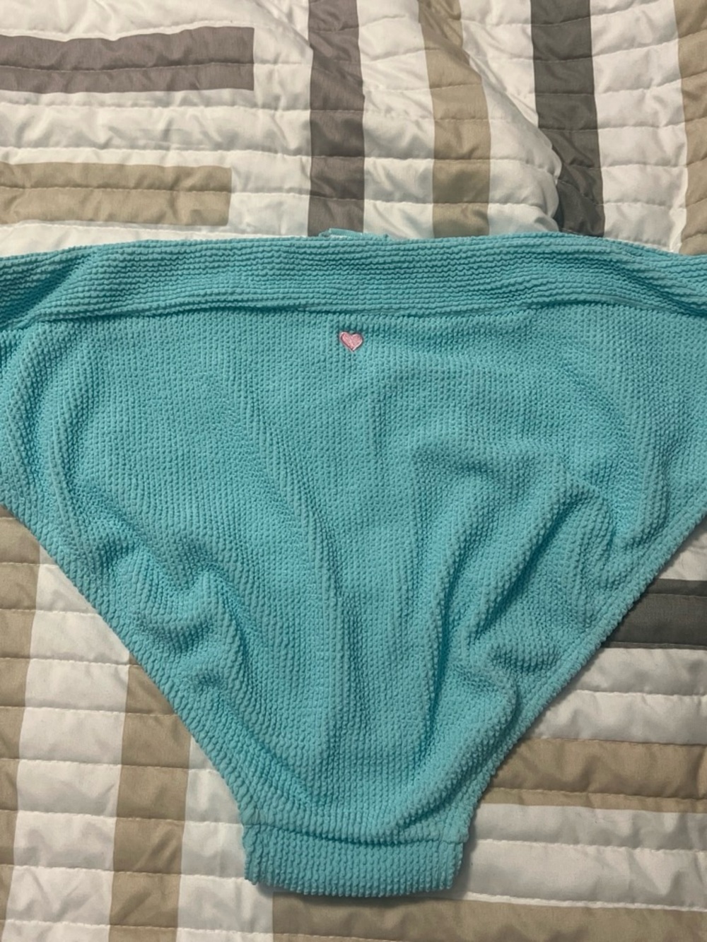 Stoney Clover Lane Aqua Knit Bottom with Pink Heart